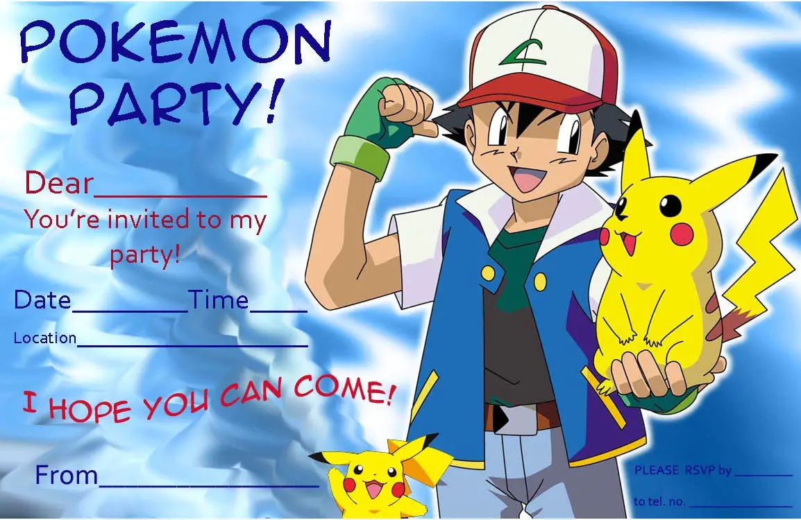 12 Superb Pokemon Birthday Invitations Kitty Baby Love