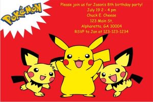 Pokemon Birthday Party Invitation Wording