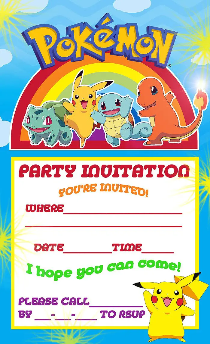 Pokemon Invitation Card 1