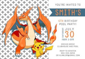 Pokemon X and Y Birthday Invitations