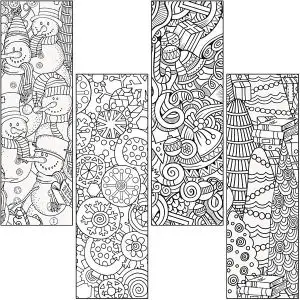 Printable Winter Bookmarks to Color