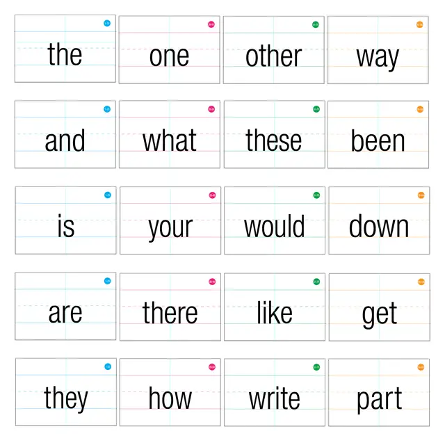 fifth grade sight words flash cards