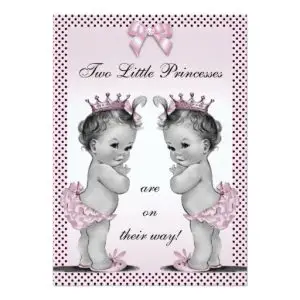 Simple Vintage Twin Baby Shower Invitations