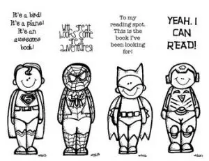 Superhero Bookmarks to Color