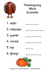 Thanksgiving Word Scramble Games