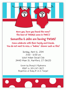Twin 1 And Twin 2 Baby Shower Invitations