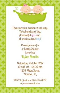 Twin Baby Shower Invitations Two Peas in a Pod