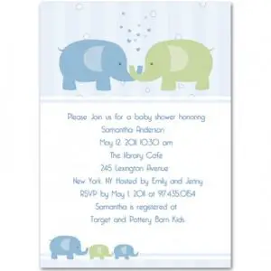 Twin Elephant Baby Shower Invitations