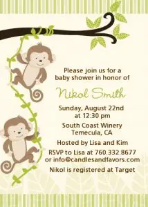 Twin Monkey Baby Shower Invitations