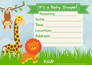 Twins Baby Shower Jungle Themed Invitation Templates