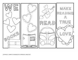 Valentine Bookmarks to Print and Color