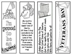 Veterans Day Bookmarks to Color