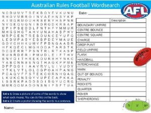 Australian Rules Football Word Search