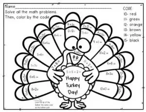 Color By Number Turkey Addition