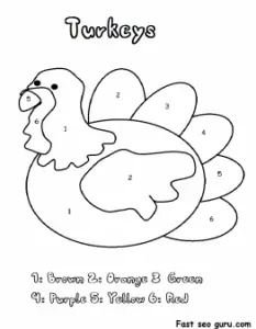 Color by Number Turkey Coloring Sheet