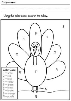 17 Printable Color by Number Turkey - Kitty Baby Love