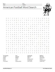 Flag Football Word Search Answers