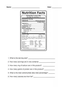Food Label Analysis Worksheet