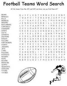 Football Team Word Search