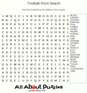 Football Terms Word Search Answers
