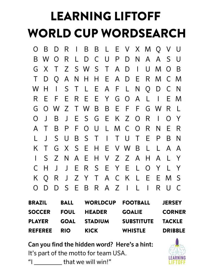 34 End to end Football Word Search Puzzles For You Kitty Baby Love