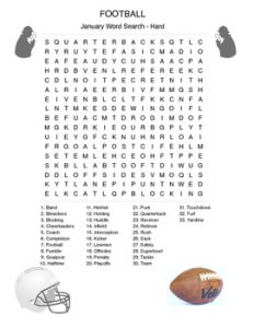 Football Word Search Hard