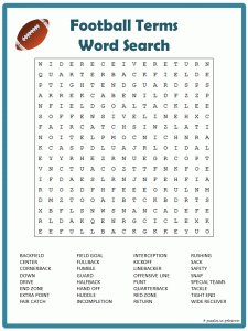 Free Printable Football Word Search Puzzle Worksheets