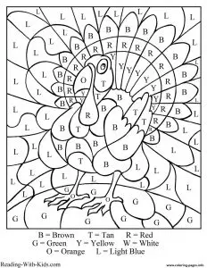 Free Turkey Color by Number