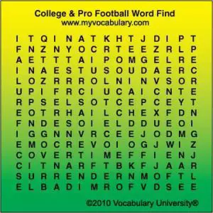 NCAA Football Word Search