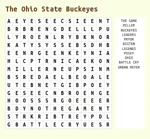 Ohio State Football Word Search