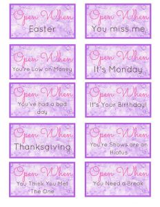 Open This When Letters Printable