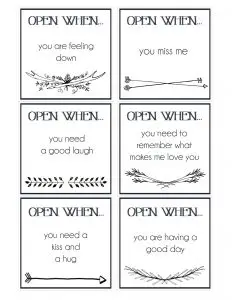Open When Letters Printable