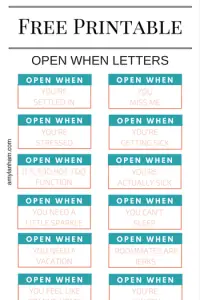 Open When Letters for Best Friend Printable