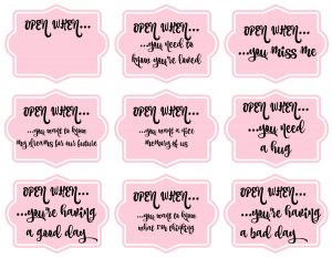 Open When Letters for Boyfriend Printable