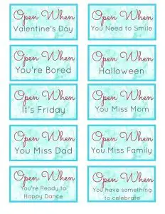 Open When Letters for Mom Printable