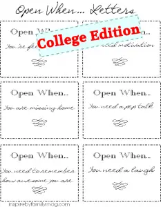 Open When Letters for Sister Printable