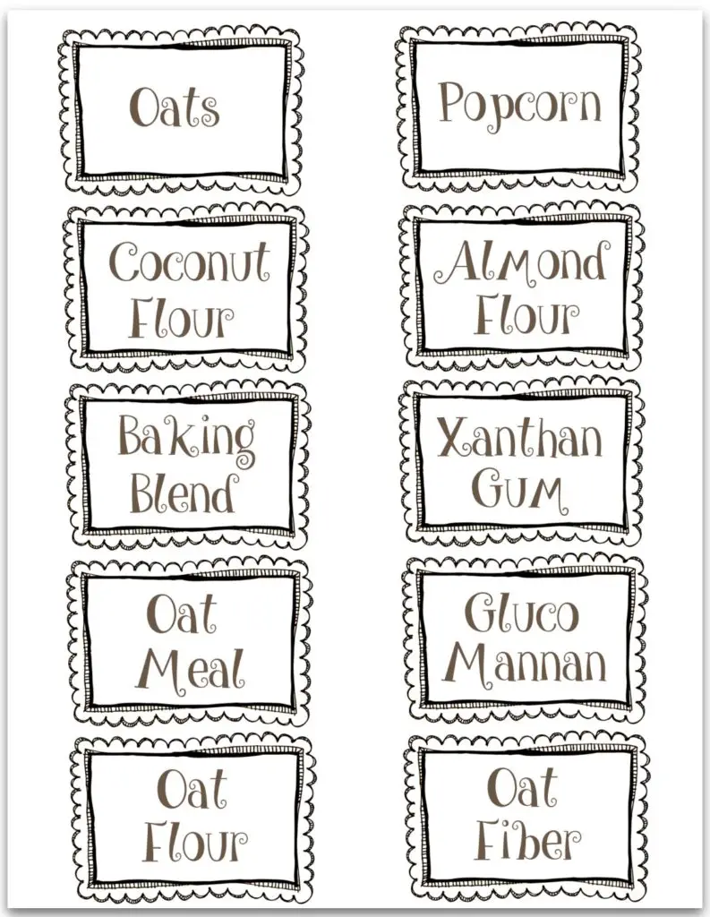 Pretty kitchen or pantry labels from Kitty Baby Love