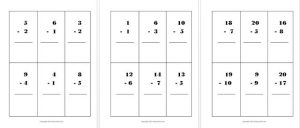 Small Subtraction Flash Cards