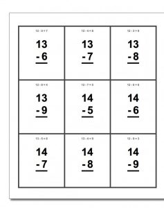 Subtraction Flash Cards For 3rd Grade