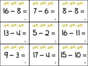 Subtraction Math Facts Flash Cards