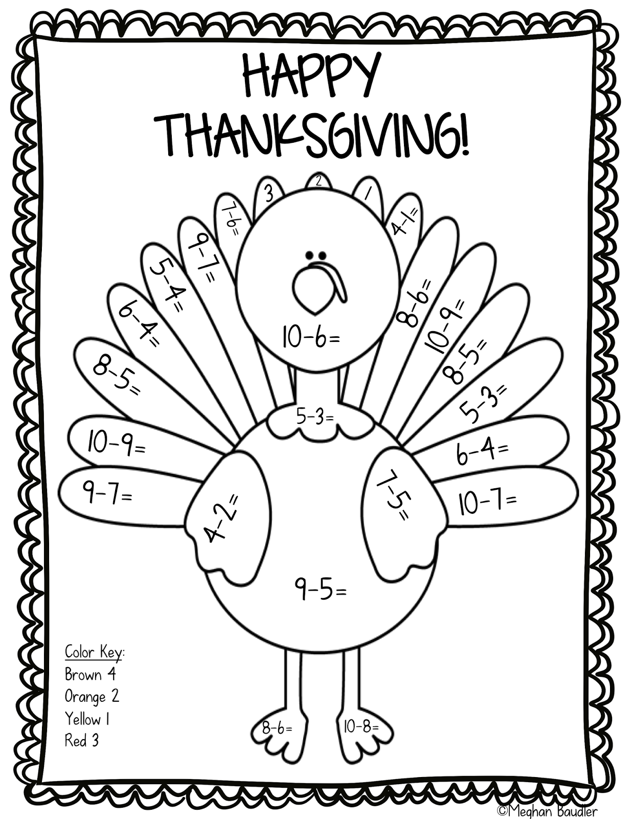 Turkey Addition And Subtraction Worksheets