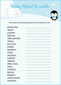 Baby Boy Shower Word Scramble