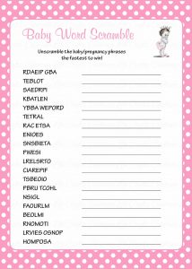 Baby Girl Shower Word Scramble