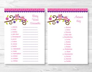 Baby Shower Word Scramble with Answer Key