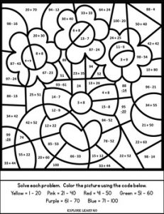 Basic Subtraction Color by Number