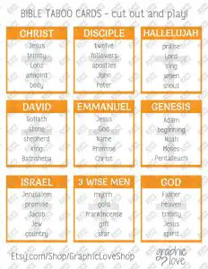 Bible Taboo Cards