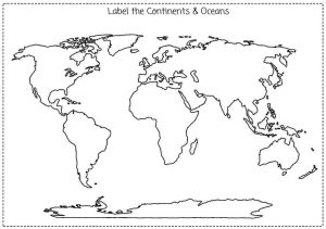 Blank Map of Continents and Oceans