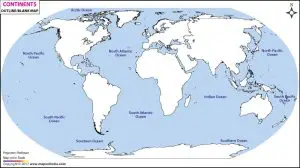 Blank Map of Continents and Oceans to Label