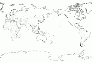 Blank Map of the World Showing Continents and Oceans