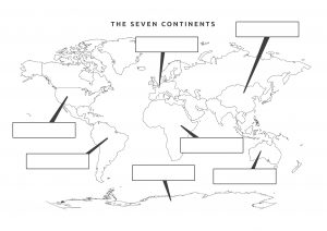 Blank World Continent Map to Label